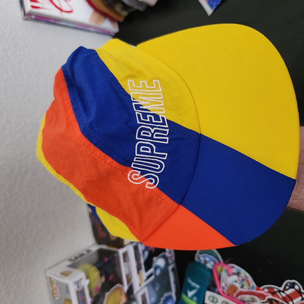 Supreme Colorblock Cap in Red, Blue, and Yellow